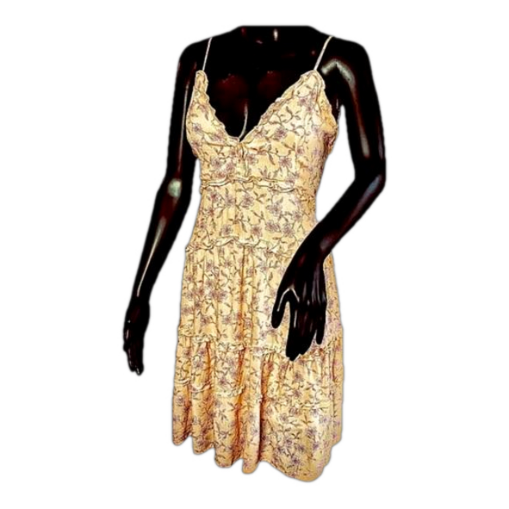 Love Tree Floral Tired Dress. Yellow. Sz L